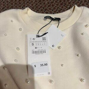 Zara Pearl Sweatshirt New w Tags